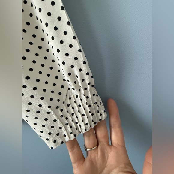 Akris Punto Silk Polka Dot Black & Red Blouse Size 8 100% Mulberry Silk Ruffles - Picture 6 of 12